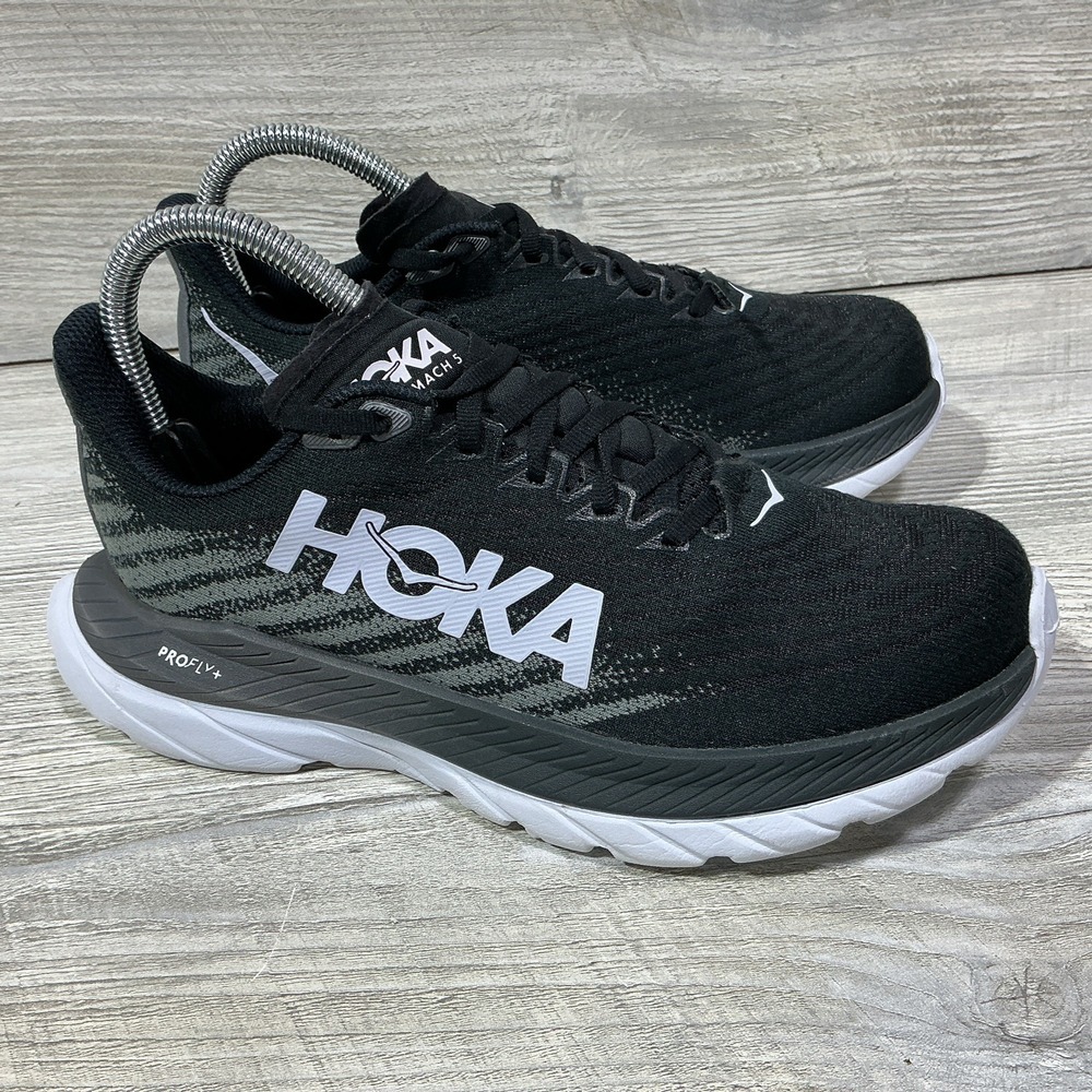 Hoka One One Mach 5 Shoes Womens Size 6.5 B Black Road Running Sneakers ProFly+